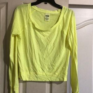 NWOT VS Pink off the shoulder crop neon yellow